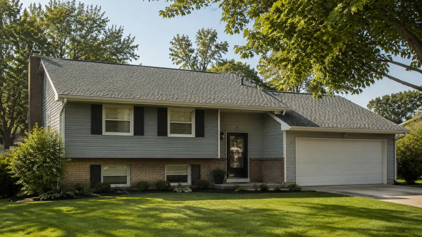 Roof replacement with architectural shingles on a split-level home in Mason, OH